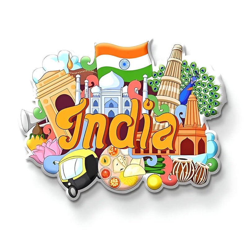 Newdream Holly Special India Country Theme Wooden Fridge Magnet Size Medium Round Shape 34 Inch Weight 50 Grams