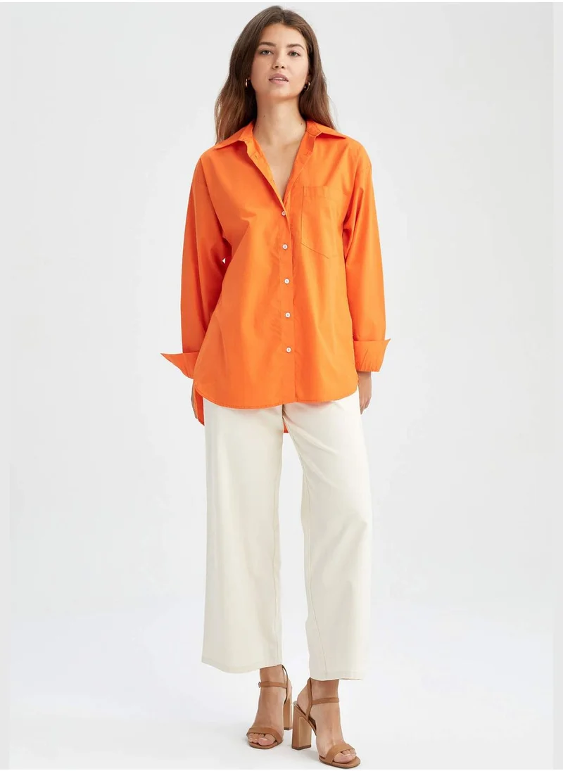 ديفاكتو Woman Oversize Fit Woven Long Sleeve Shirt