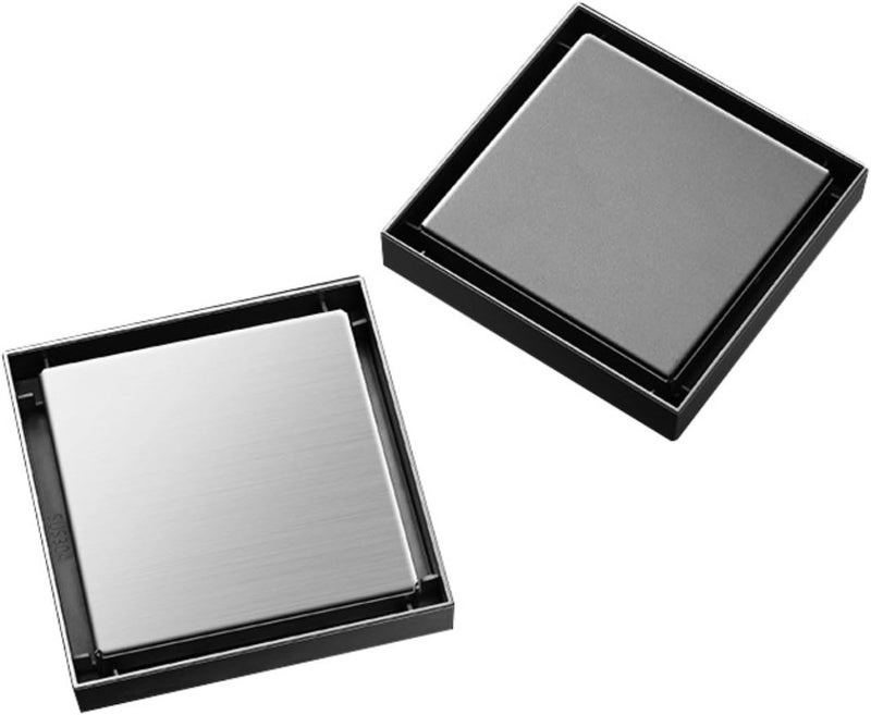 Leonardo Italian Double-Sided Tile Floor Drain, 15 cm Length x 15 cm Width, Silver - Image 1