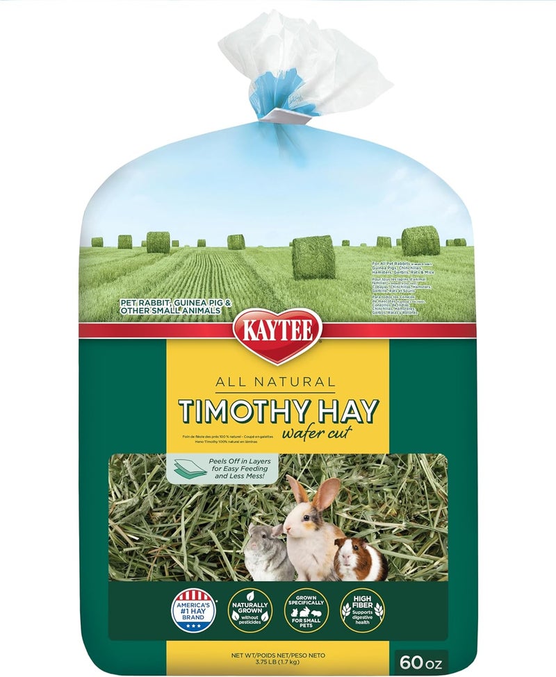 Kaytee Wafer Cut All Natural Timothy Hay for Pet Guinea Pigs, Rabbits & Other Small Animals, 60 Ounce - Image 1