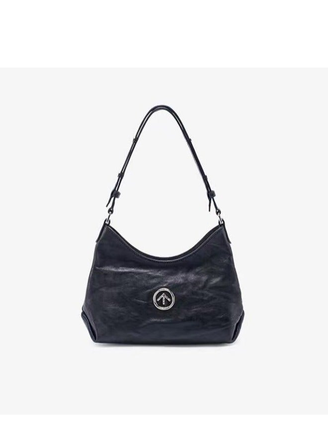 جي تي GROTTO STONE-HOBO Gold Label Pleated Leather Shoulder Bag - Image 1