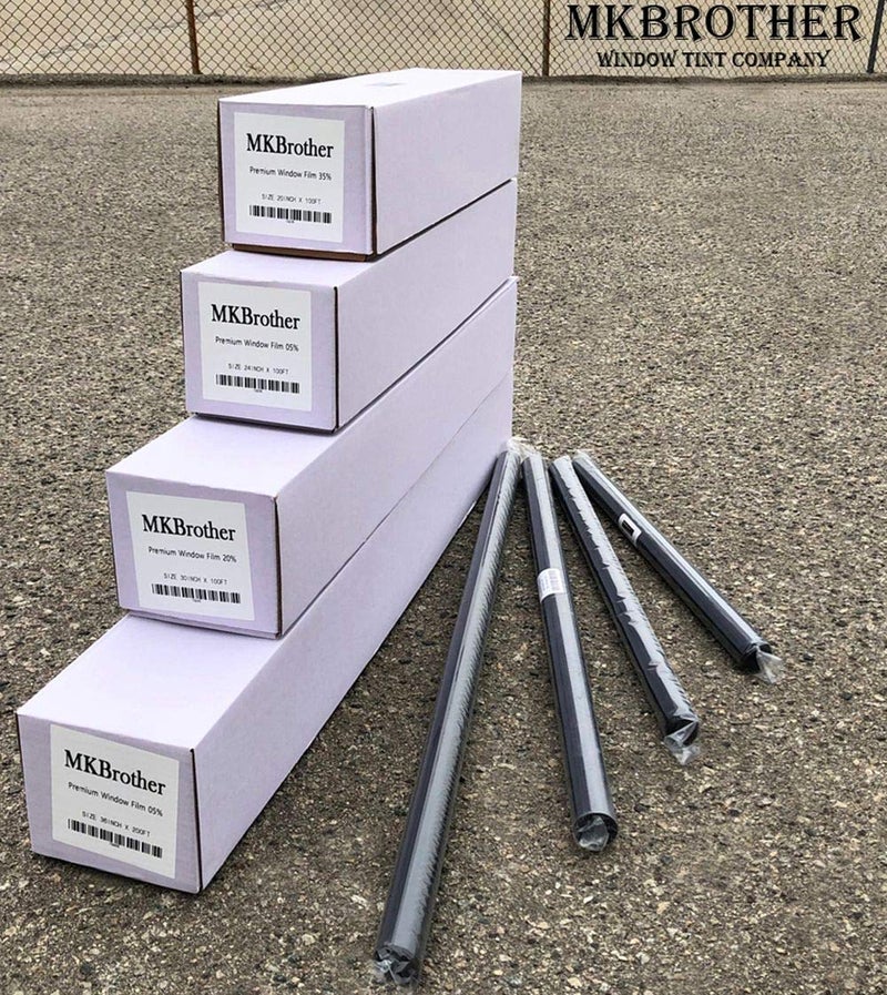 Mkbrother 2PLY 5٪ VLT 30" × 10 قدم (30 بوصة × 120 بوصة) تدفئة وكتلة UV احترافية مع فيلم لاصق للنوافذ سيارة - Image 1