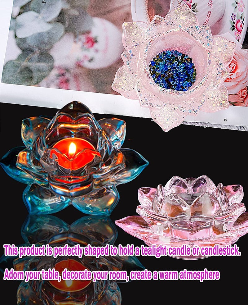 Ready Shop go Lotus Flower Silicone Mold for DIY Candlestick Ashtray Jewelry Storage Box Tealight Resin Casting Craft Tool  - Image 5