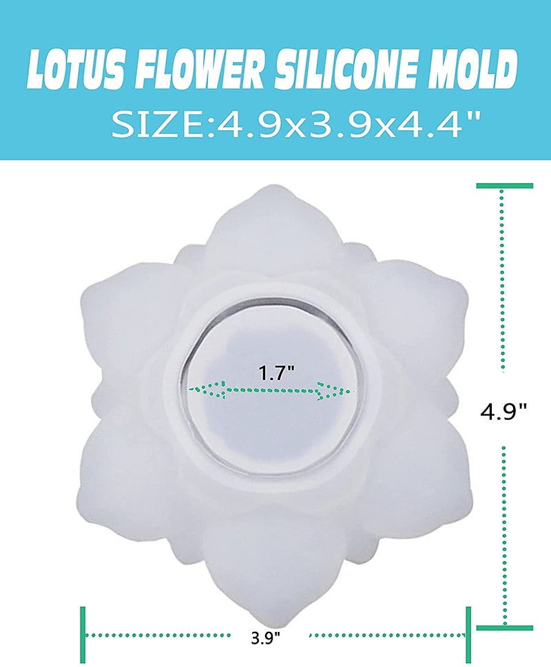 Ready Shop go Lotus Flower Silicone Mold for DIY Candlestick Ashtray Jewelry Storage Box Tealight Resin Casting Craft Tool  - Image 3