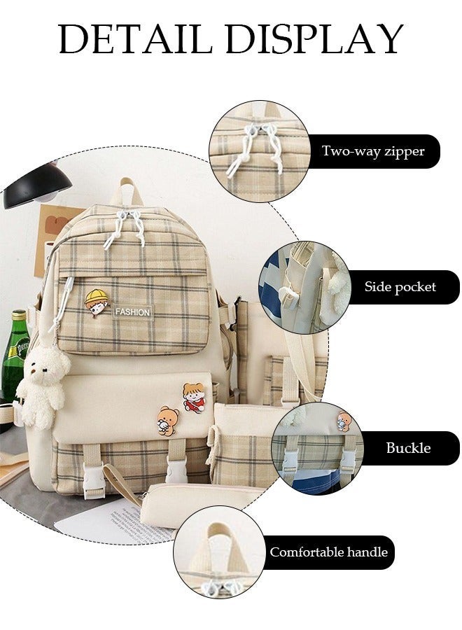 DUNISO 5PCS Kids School Backpack Set Canvas Laptop School Bag Sets for Kids with Tote Bag,Shoulder Bag,Pencil Box,Small Bag ,Large-capacity Bookbag for Girls Boys Back to School Supplies - Image 2