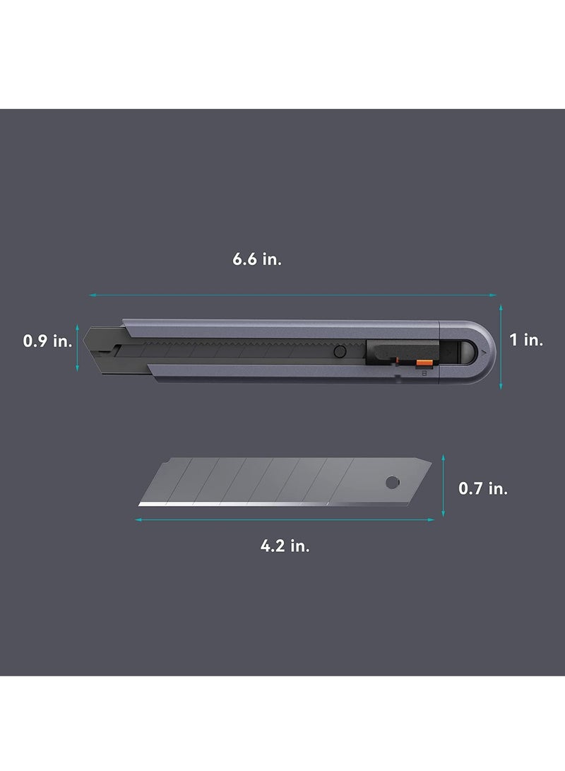 SYOSI Box Cutter Utility Knife, SK2 Retractable Box Cutter Snap Off Safety Cutter with ABS Grip, Stainless Steel Box Cutter for Cardboard Papers and Plastics, 2 Spare Blades - Image 2