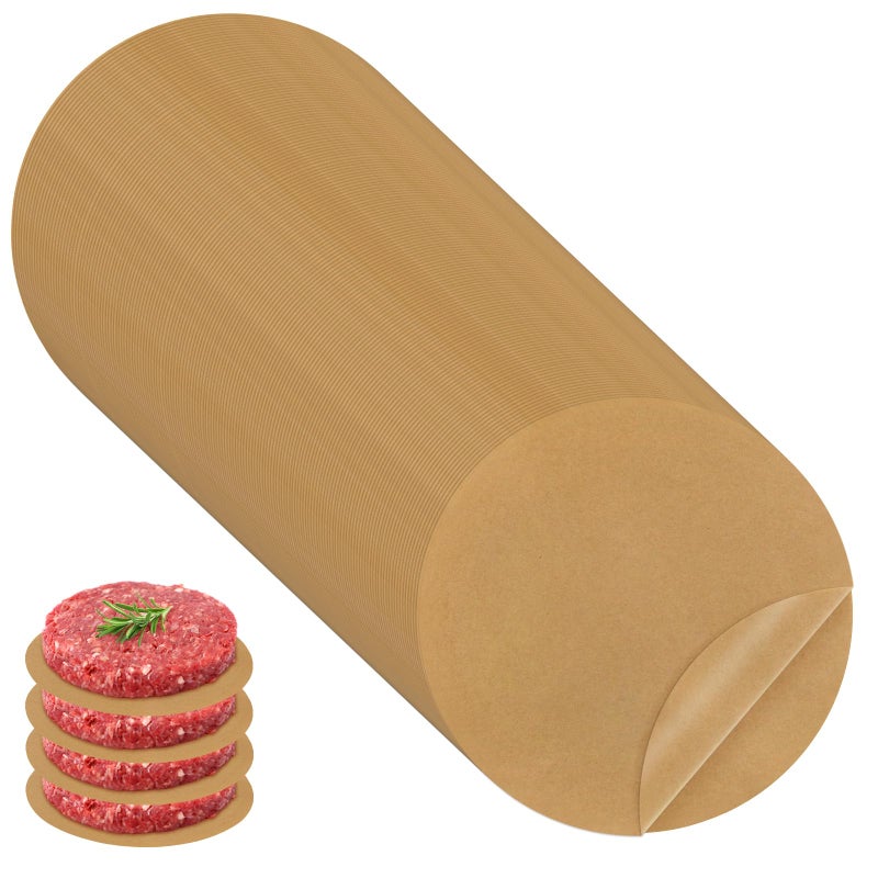 TROUSKAIG 220pcs 4 inch Unbleached Parchment Paper Sheets for baking, Burger Patty Parchment Paper Rounds, Heavy Duty Precut Brown Non-Stick liners for Separating Patties, Bread, Tortilla Wrapping - Image 1