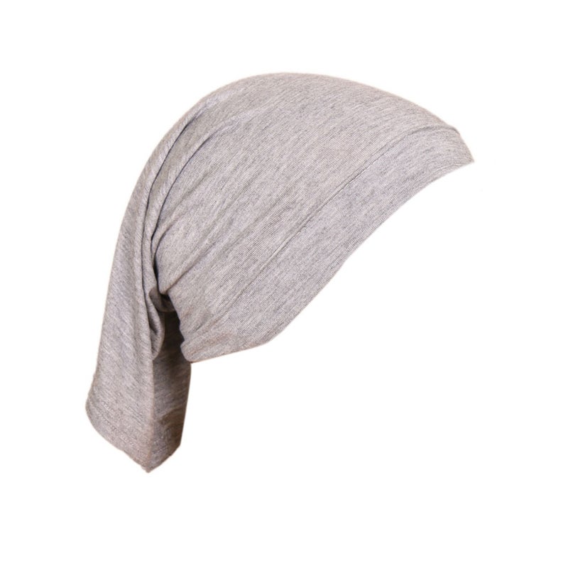 Modal Solid Color Malaysia Beanie Womens Cotton Neck Scarf Cap 13# light gray 