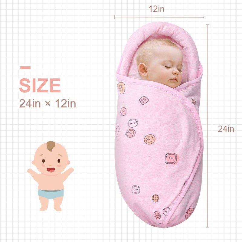 Knirose Premium Soft Cotton Baby Swaddle Blankets, Baby Blanket Wrap for Newborn Baby Boys Girls, Skin Friendly Wearable Swaddling Sleep Sack Calms Startle Reflex (Button, Peachpink, 0-3 Months + 3-6 Months) - Image 3