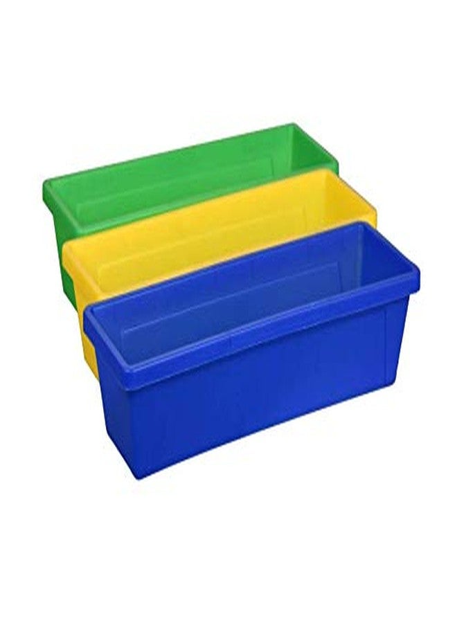 Teaching Tree Pencil Trays Colorful Plastic Storage Baskets Mini Bins - Set of 3 - Colors Vary - Image 1