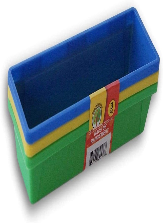 Teaching Tree Pencil Trays Colorful Plastic Storage Baskets Mini Bins - Set of 3 - Colors Vary - Image 2