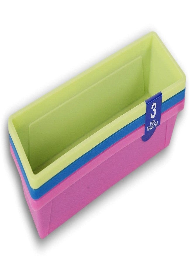 Teaching Tree Pencil Trays Colorful Plastic Storage Baskets Mini Bins - Set of 3 - Colors Vary - Image 4