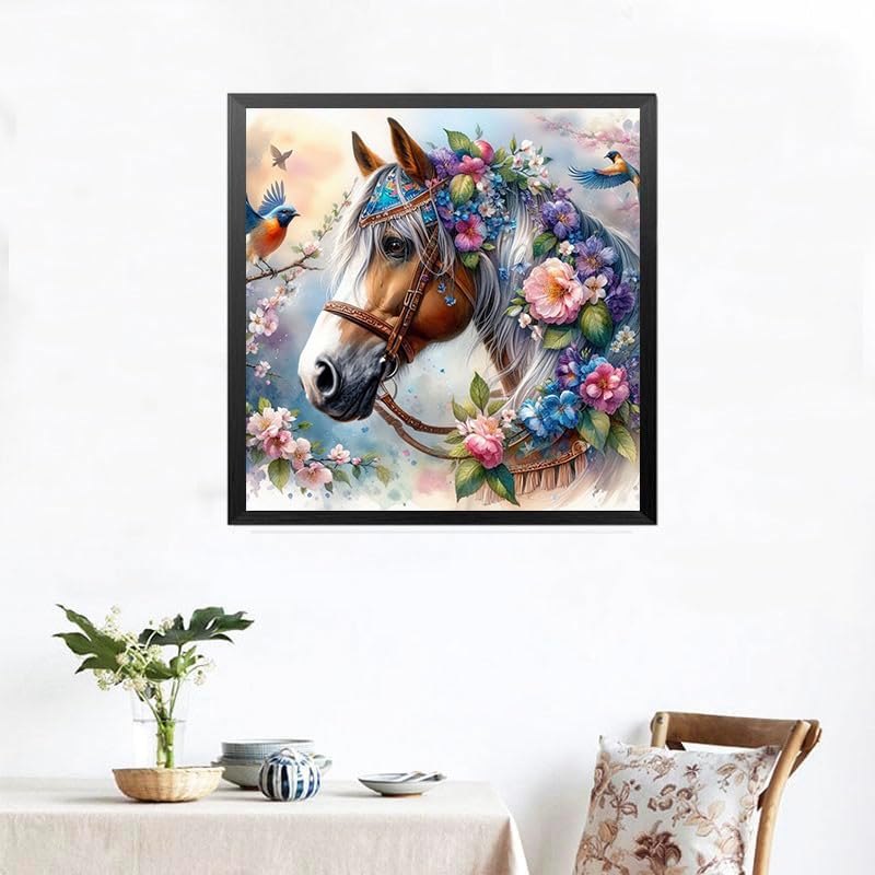 Ekuxom Horse Diamond Art Painting Kits For Adults  Round Full Drill Animal Diamond Art Kits  5D Diy Horse Painting Crafts Home Wall Decor Gifts 12X12 Inch - Image 3
