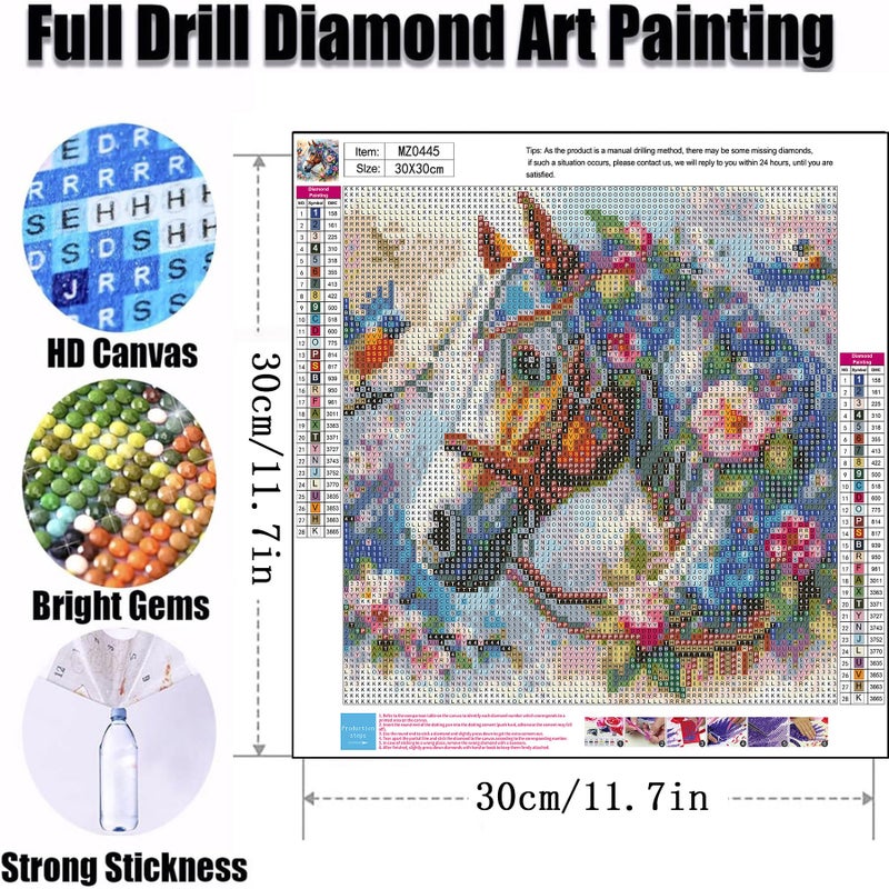 Ekuxom Horse Diamond Art Painting Kits For Adults  Round Full Drill Animal Diamond Art Kits  5D Diy Horse Painting Crafts Home Wall Decor Gifts 12X12 Inch - Image 2