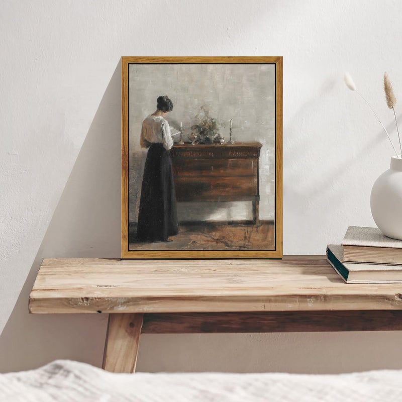 KBKBART عتيقة جدار ديكور الفن طباعة قماش مؤطرة الجدار الفن في منتصف القرن سيدة النساء الكلاسيكية اللوحة صورة عتيقة لوحة أوروبية لالتقاط غرفة نوم الحمام جدار الفن ("9" "" x11 ") - Image 3