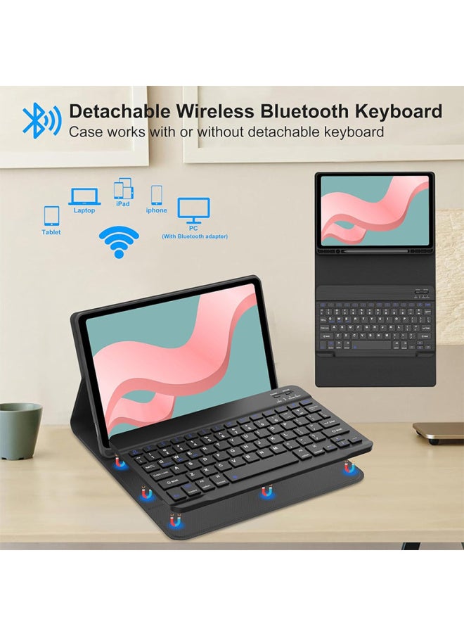 لجهاز Samsung Tablet A9 Plus Touch Backlit Bluetooth Keyboard X210 حافظة واقية 216 فتحة قلم حافظة جلدية سيليكون - اللون: حافظة واقية خضراء ليلية داكنة + غطاء مربع أسود لوحة مفاتيح بلوتوث - نوع المنتج: Samsung Tab A9 Plus 11 بوصة Sm-x210/x216/x218