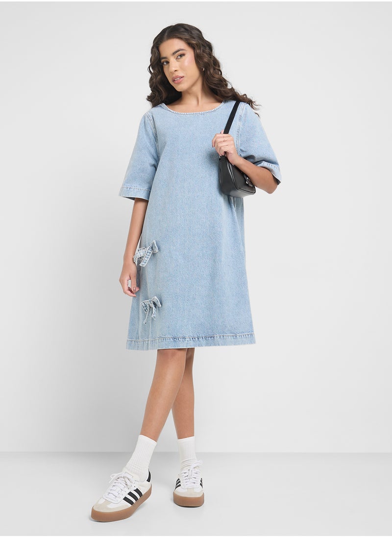 ONLY - Crew Neck Bow Detail Dress - Image 1