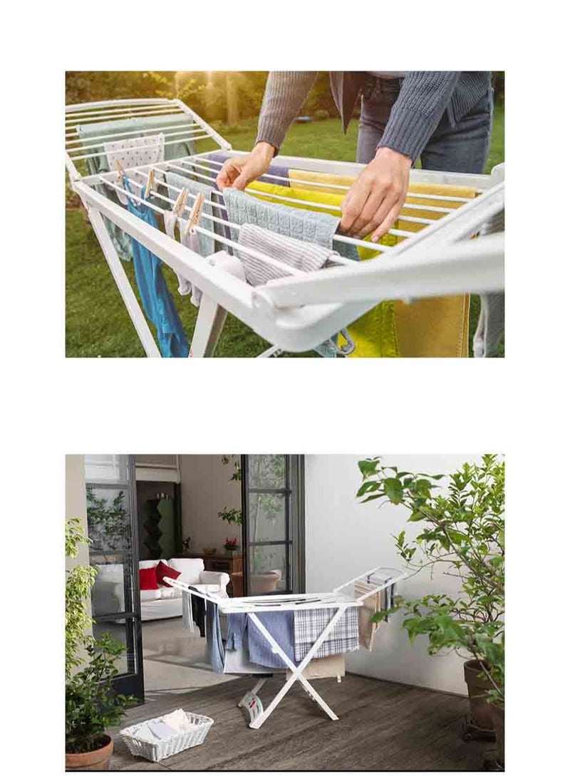 co arma White Crescent and Star Rattan Foldable Indoor Clothes Drying Rack 180*109 cm  - Image 2