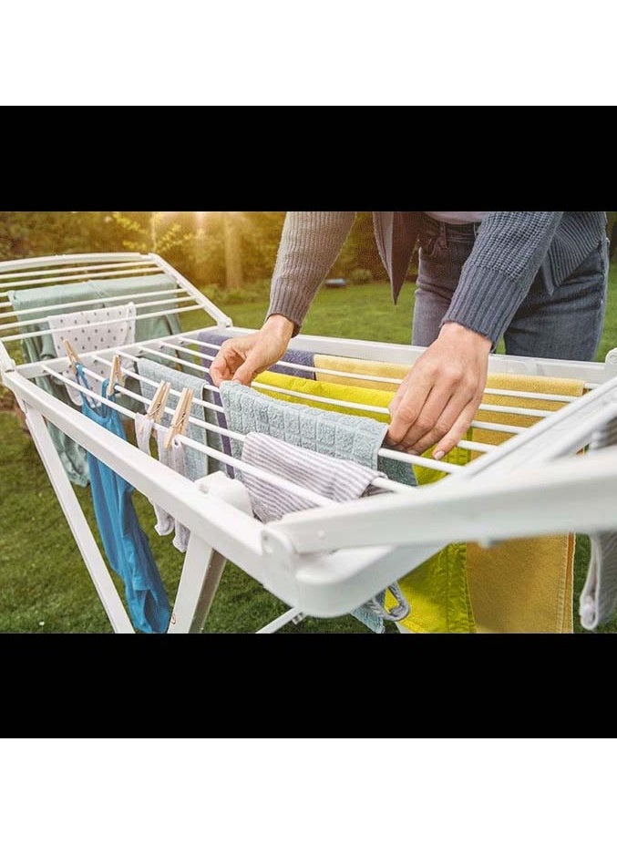 co arma White Crescent and Star Rattan Foldable Indoor Clothes Drying Rack 180*109 cm  - Image 5