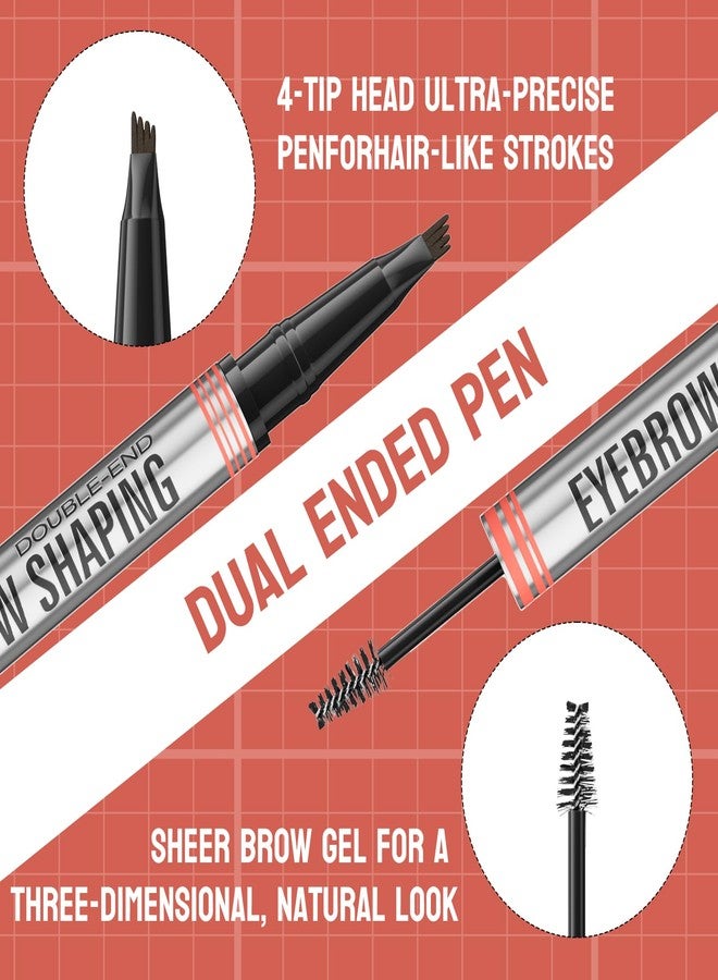 W3W Eyebrow Pencil Dark Brown,2-in-1 Microblading Eyebrow Pen with 4-Fork-Tip and Sealing Brow Gel,Waterproof Eyebrow Pencil,Eyebrow Pencil for Long-Lasting Natural Looking Brow(Dark Brown) - Image 3