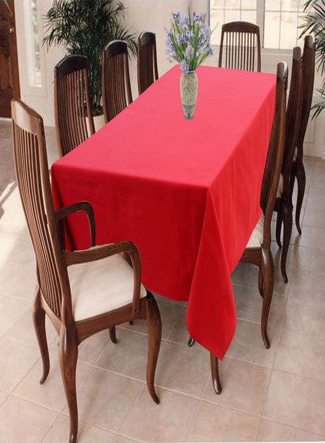 Airwill 100% Cotton Solid Pattern 8 Seater Rectangle Table Cover Sized, 56x95 inches (Red, Pack of 1) - Image 1