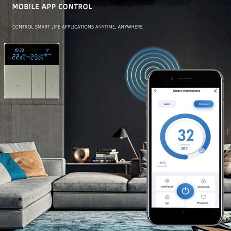 Programmable Smart Thermostat With LCD Color Screen High Accuracy Temperature Control Energy Saving AC90 240V Grey Standard Type - Image 5