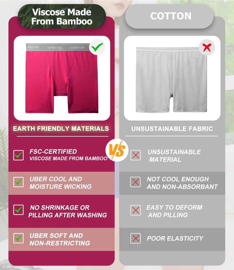 BAMBOO COOL Womens Boxer Briefs Boy Shorts Soft Stretch Panties for Women, 5-Pack - Image 5
