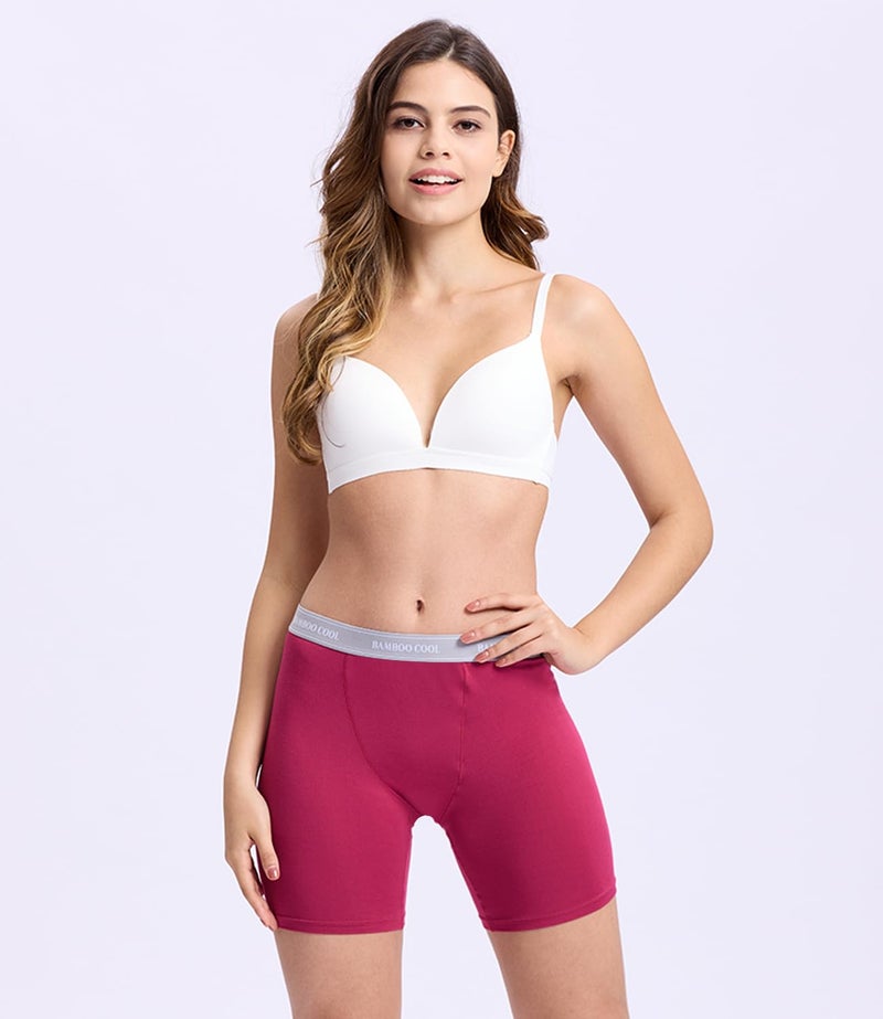 BAMBOO COOL Womens Boxer Briefs Boy Shorts Soft Stretch Panties for Women, 5-Pack - Image 2
