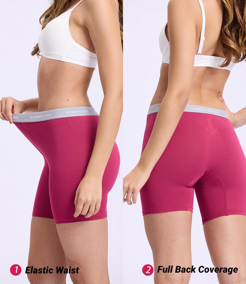 BAMBOO COOL Womens Boxer Briefs Boy Shorts Soft Stretch Panties for Women, 5-Pack - Image 4