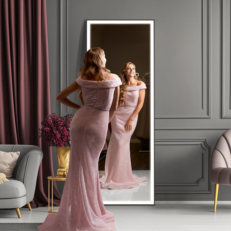 Kosmonia 56Ã—18 LED Full Length Mirror with Lights - Wall Mounted Vertical Vanity Mirror for Bedroom & Bathroom, Full Body Backlit, Adjustable Brightness, Tempered Glass - Image 2
