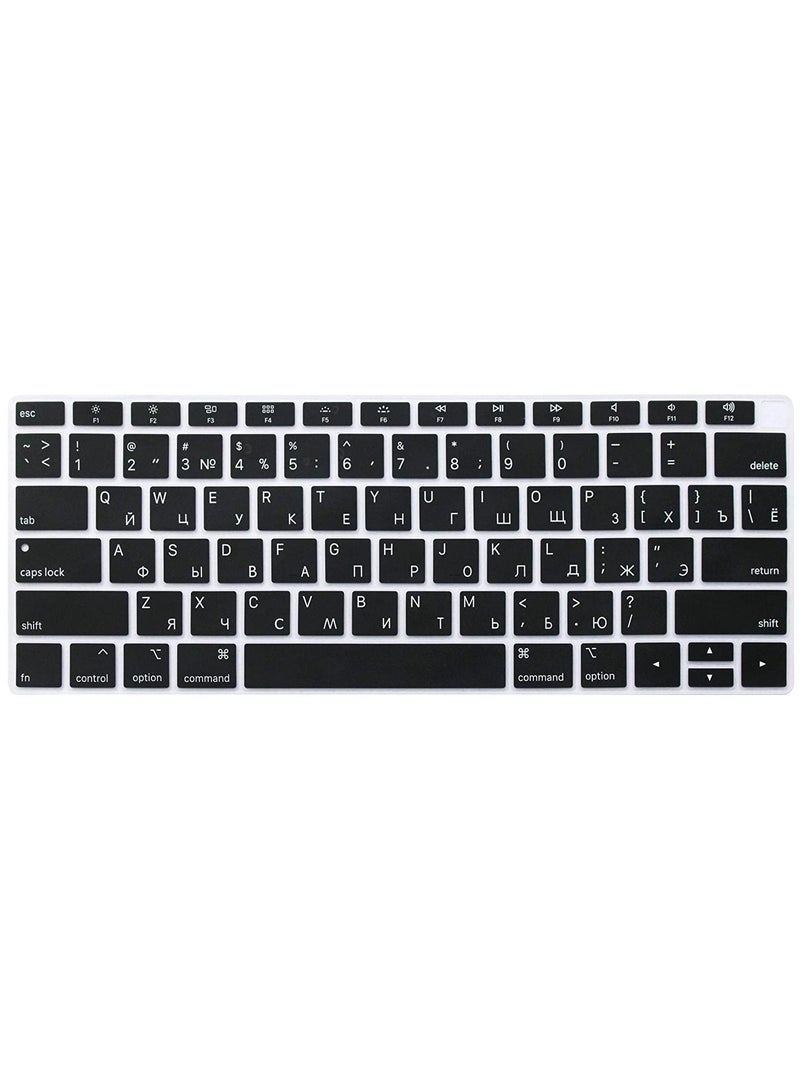 AMM Russian Language Silicone Keyboard Cover Skin for MacBook Newest Air 13 Inch 2018 Release A1932 with Retina Display and Touch ID US Layout Black - Image 1