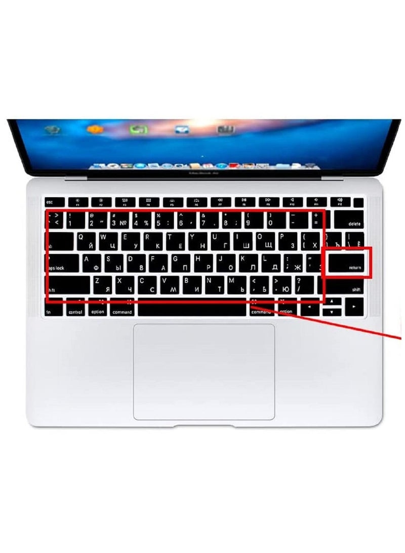 AMM Russian Language Silicone Keyboard Cover Skin for MacBook Newest Air 13 Inch 2018 Release A1932 with Retina Display and Touch ID US Layout Black - Image 3