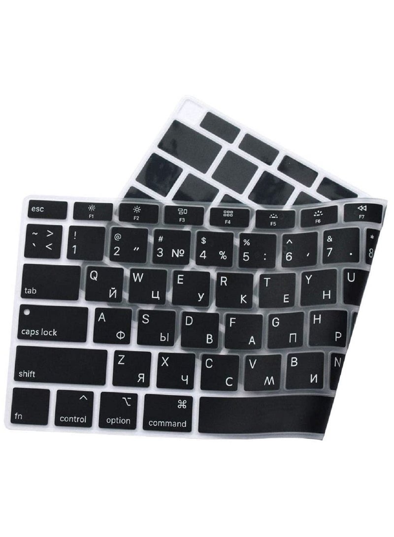 AMM Russian Language Silicone Keyboard Cover Skin for MacBook Newest Air 13 Inch 2018 Release A1932 with Retina Display and Touch ID US Layout Black - Image 5