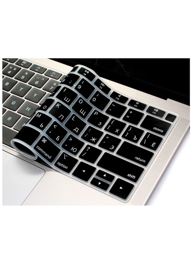 AMM Russian Language Silicone Keyboard Cover Skin for MacBook Newest Air 13 Inch 2018 Release A1932 with Retina Display and Touch ID US Layout Black - Image 4