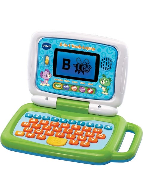 2-In-1 Touch Laptop - Learning Computer And Touch Tablet For Learning Letters And Numbers - For Children 3-6 Years - Green
