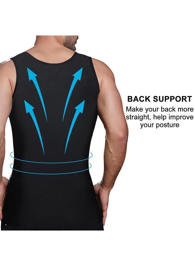 Mens Slimming Body Shaper Vest, Body Shaping Sleeveless Posture Corrector, Gynecomastia Compression Shirts, Abdominal Slimming - XL - Image 4