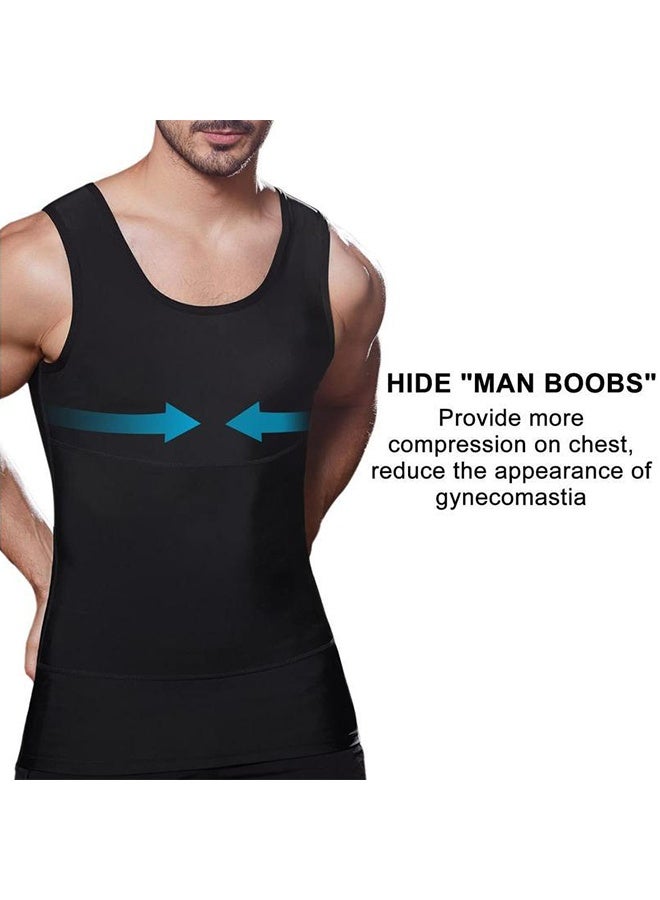 Mens Slimming Body Shaper Vest, Body Shaping Sleeveless Posture Corrector, Gynecomastia Compression Shirts, Abdominal Slimming - XL - Image 2