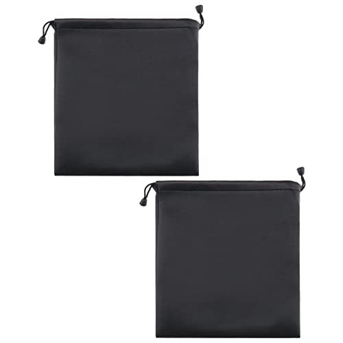 ECSiNG 2PCS Headphone Storage Bag Headset Drawstring Pouch PU Leather Earphone Carrying Bag Waterproof Lightweight Protective Case 22x20cm Black - Image 1