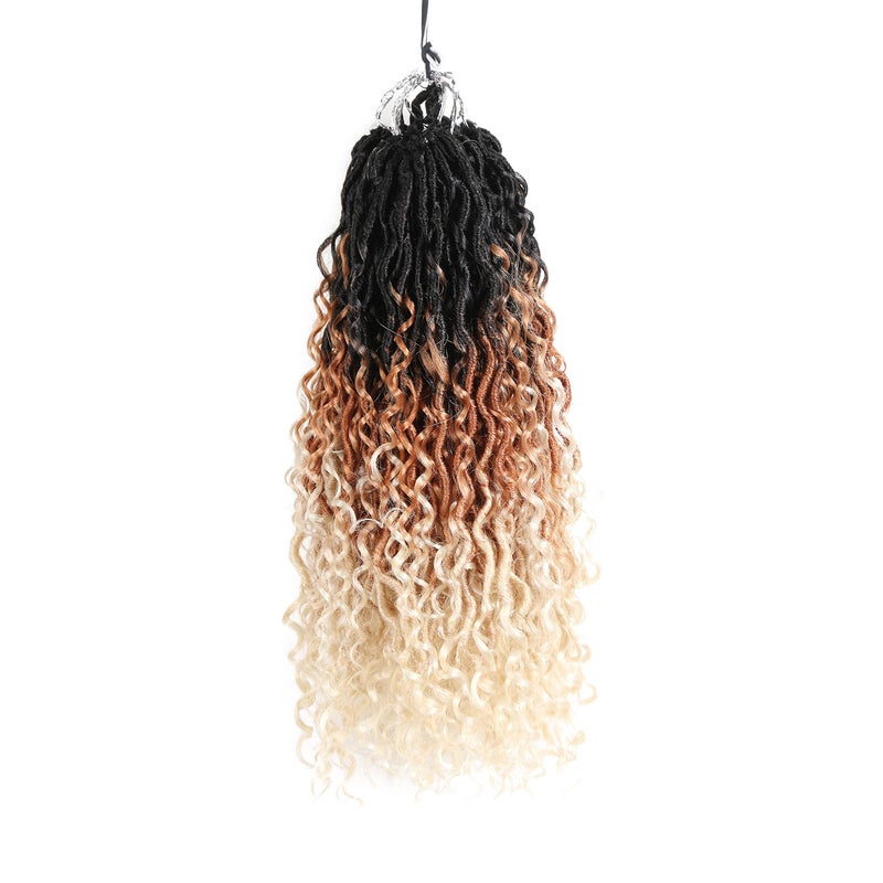 Faux Goddess Locs Crochet Hair River Locs Wavy Crochet With Curly Hair In Middle And Ends Braids Hair Extensions 8Packs18 inch OM3T27613