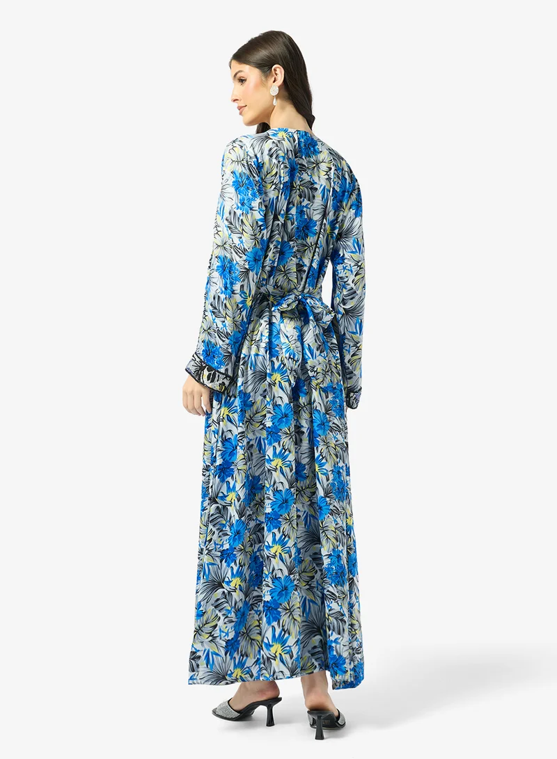 ARABIAN CLOSET Embellished Belted Jalabiya