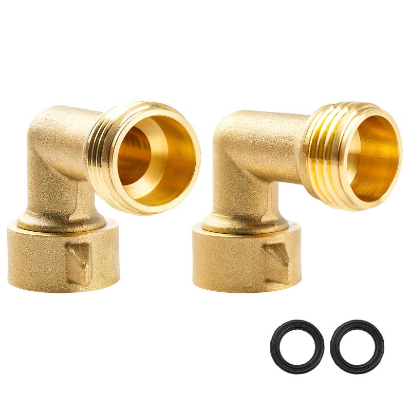 Himaweek 2Pack 90Degree Brass Hose Elbow Connector LeadFree EasyGrip Adapter for RV Water Hookup Outdoor Faucets Garden Hoses - Image 3