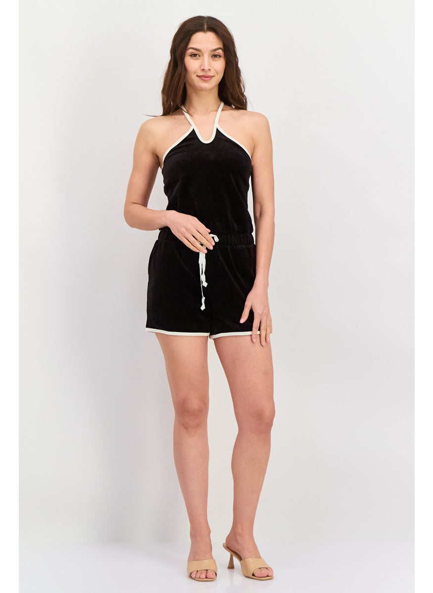 Juicy Couture Women Velvet Sleeveless Playsuit, Black  - Image 4
