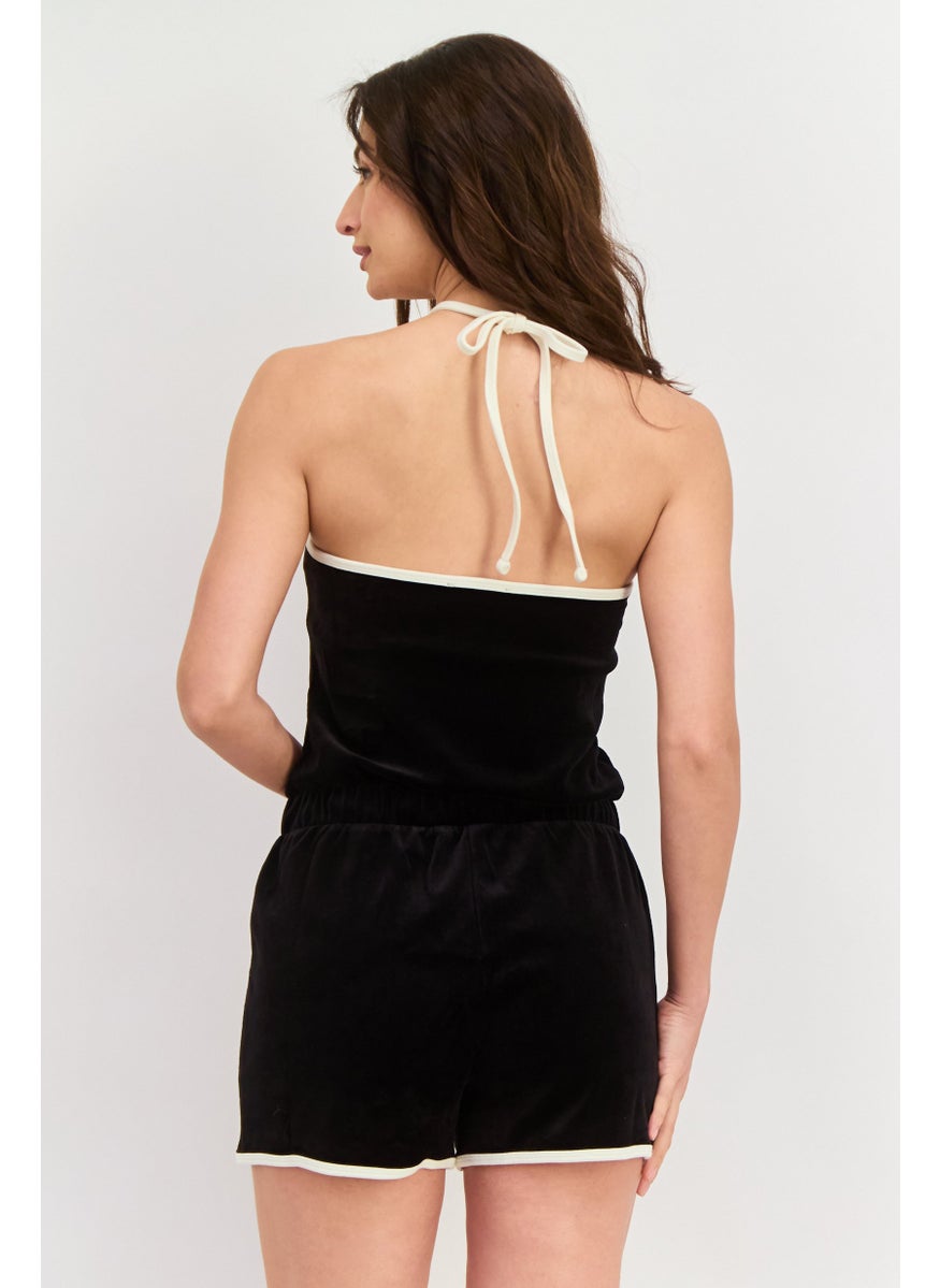 Juicy Couture Women Velvet Sleeveless Playsuit, Black  - Image 3