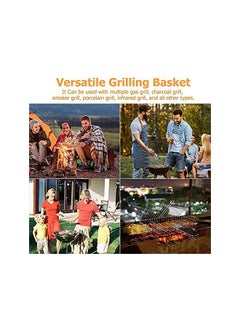 GO2CAMPS Bbq Grill With Wooden Handle Large | Bbq Grill Net With Wooden Handle | Barbecue Grill Tool For Burger,Meat,Fish,Vegetable,Steak Meat Shrimp  - Image 4