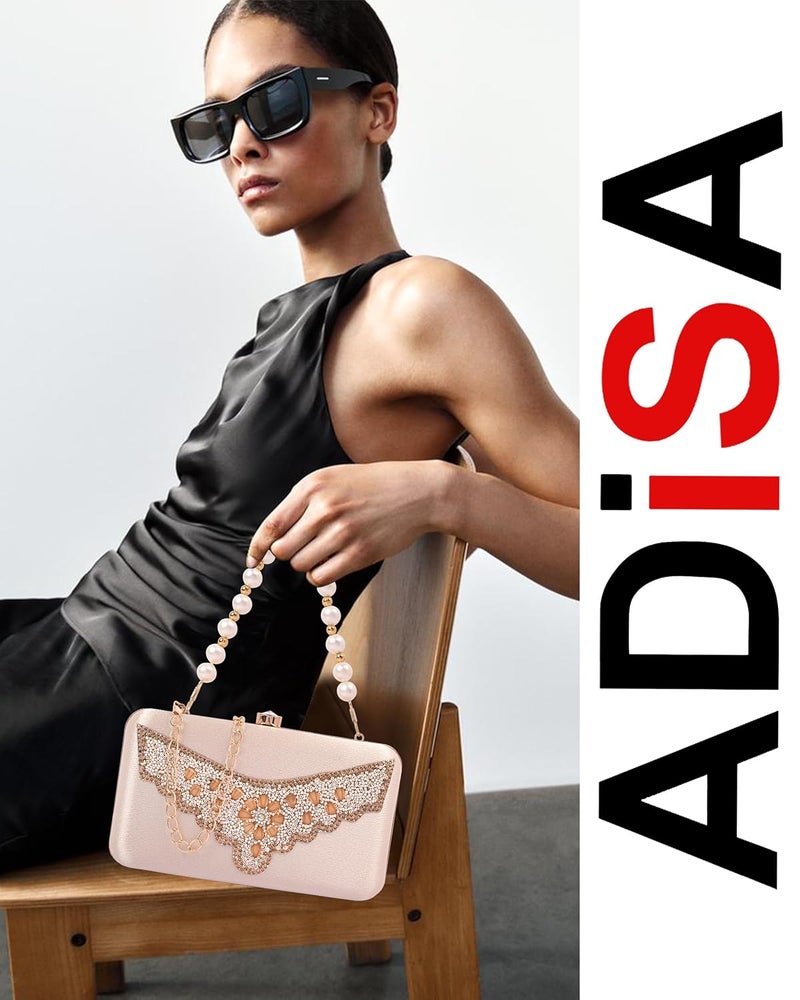 ADISA Beaded formal party clutch with gold chain for women and girls - Image 5