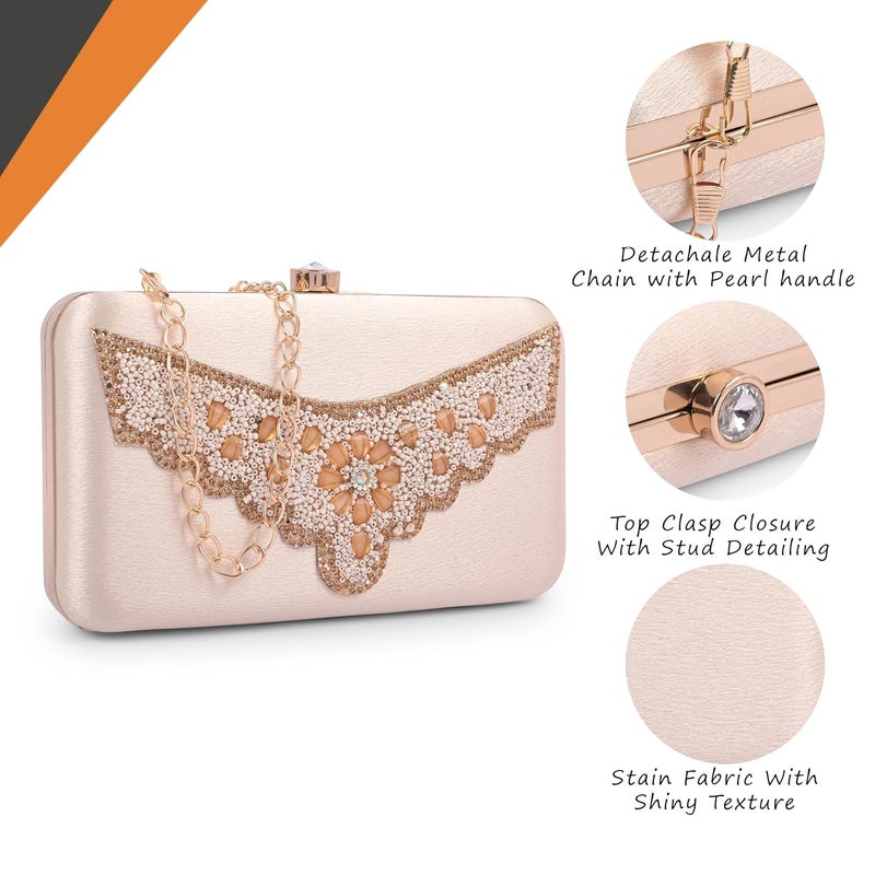 ADISA Beaded formal party clutch with gold chain for women and girls - Image 3