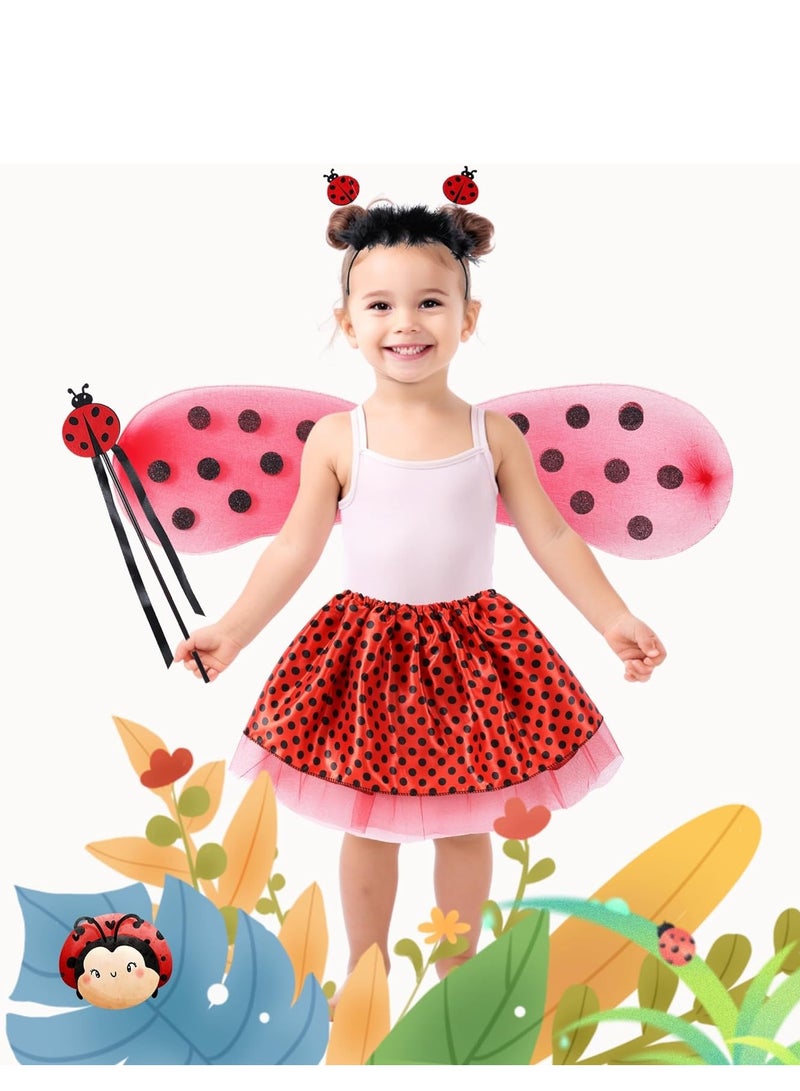 SYOSI Princess Girls Dress Up Trunk Clothes for Kids Toddler Pretend Play Ladybug Bee Butterfly Costume Magic Wand Headband Accessories - Image 1