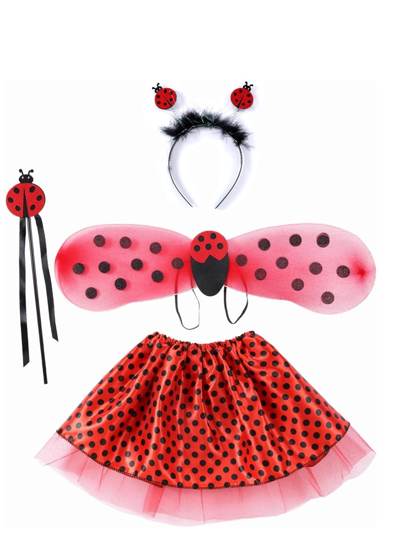 SYOSI Princess Girls Dress Up Trunk Clothes for Kids Toddler Pretend Play Ladybug Bee Butterfly Costume Magic Wand Headband Accessories - Image 2