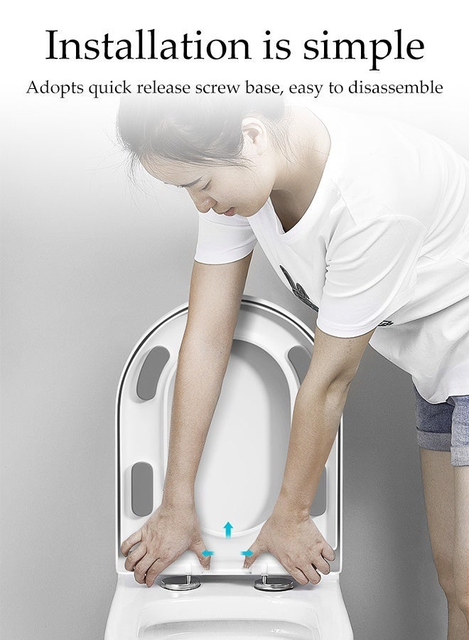 DUNISO غطاء مقعد المرحاض، شكل V، غطاء هادئ يغلق برفق، أدوات تثبيت سريعة للمرحاض، متين وقابل للإزالة، لا يتغير لونه بسهولة، مصمم مع وسادة مبطنة، مناسب لمعظم المراحيض - Image 4