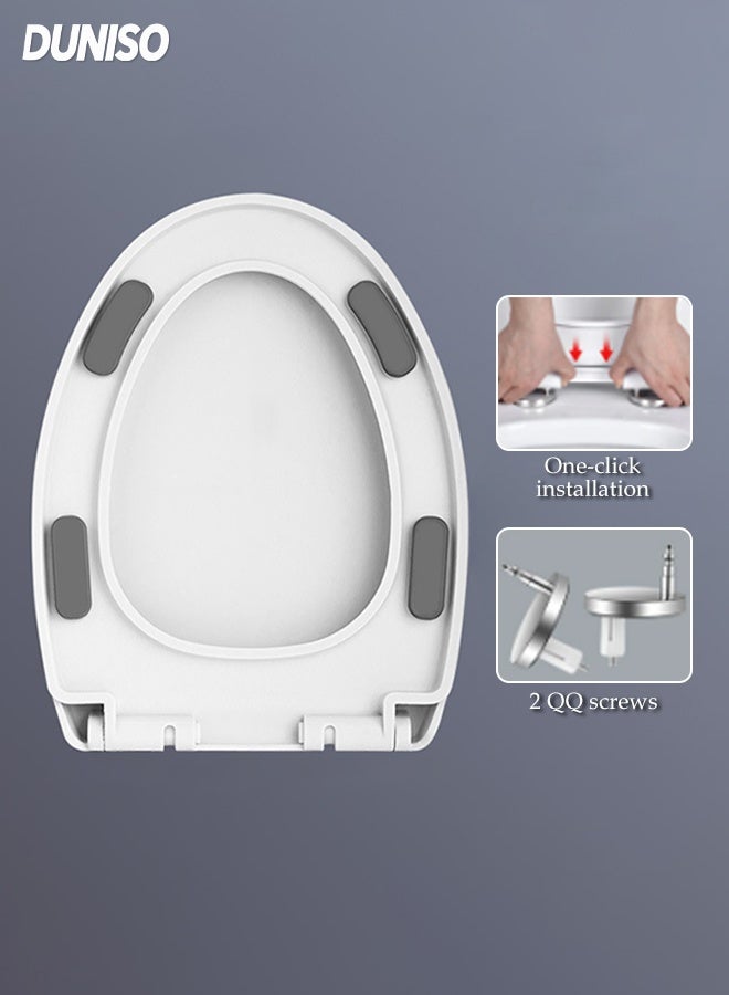 DUNISO غطاء مقعد المرحاض، شكل V، غطاء هادئ يغلق برفق، أدوات تثبيت سريعة للمرحاض، متين وقابل للإزالة، لا يتغير لونه بسهولة، مصمم مع وسادة مبطنة، مناسب لمعظم المراحيض - Image 1
